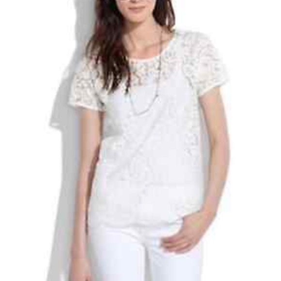 Madewell Tops - Madewell White Lace Blossom Top Sz M